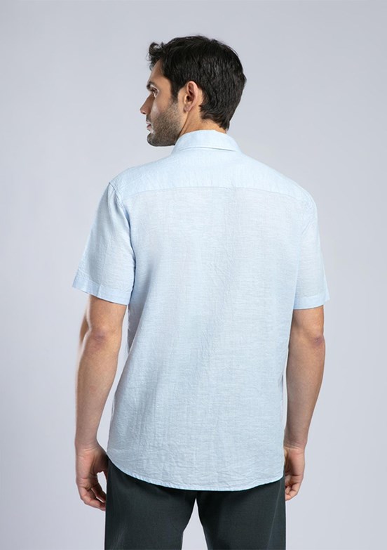 LEE COOPER Andre Mavi Erkek Kısa Kol Dokuma Gömlek