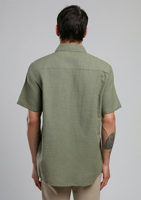 LEE COOPER Andre Haki Erkek Kısa Kol Dokuma Gömlek