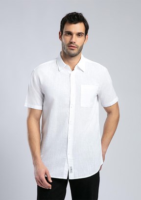 LEE COOPER Desola Beyaz Erkek Kısa Kol Dokuma Gömlek