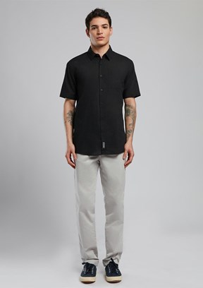LEE COOPER Desola Siyah Erkek Kısa Kol Dokuma Gömlek