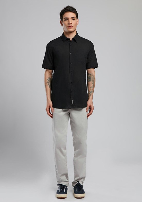 LEE COOPER Desola Siyah Erkek Kısa Kol Dokuma Gömlek