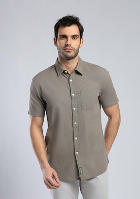 LEE COOPER Desola Haki Erkek Kısa Kol Dokuma Gömlek