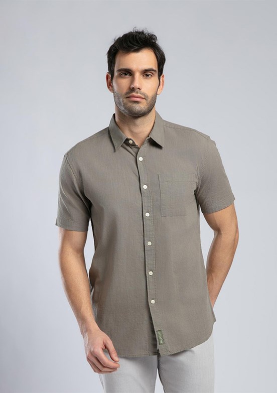LEE COOPER Desola Haki Erkek Kısa Kol Dokuma Gömlek