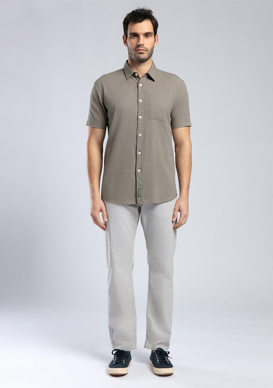 LEE COOPER Desola Haki Erkek Kısa Kol Dokuma Gömlek