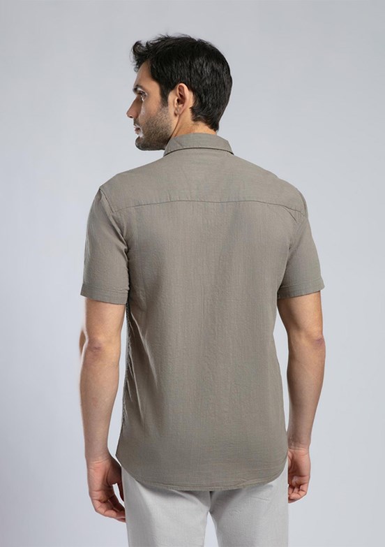 LEE COOPER Desola Haki Erkek Kısa Kol Dokuma Gömlek