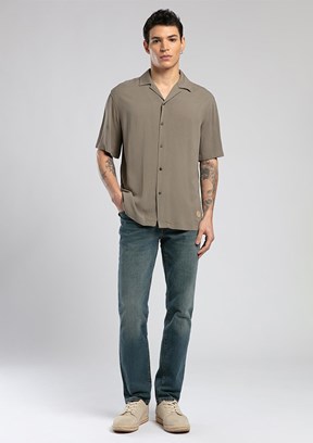 LEE COOPER Faylin Vizon Erkek Kısa Kol Dokuma Gömlek