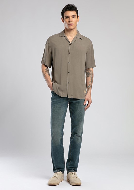 LEE COOPER Faylin Vizon Erkek Kısa Kol Dokuma Gömlek