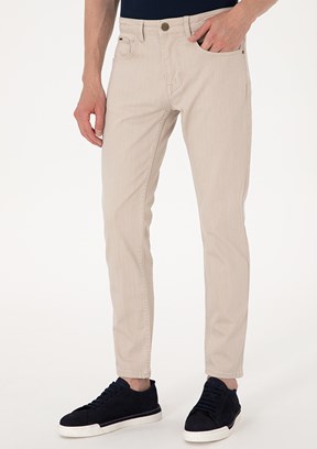 PİERRE CARDİN Bej Erkek Slim Jean Pantolon