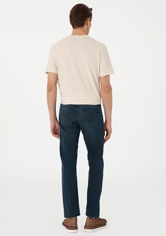 PİERRE CARDİN Erkek Mavi Straight Jean Pantolon