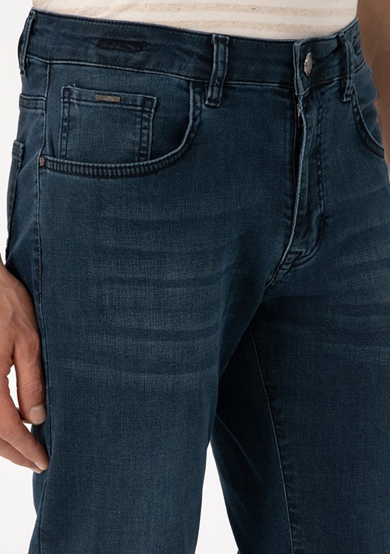 PİERRE CARDİN Erkek Mavi Straight Jean Pantolon