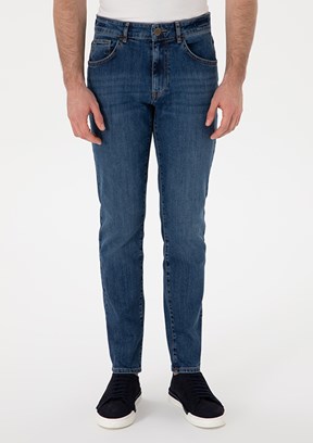 PİERRE CARDİN Erkek Mavi Slim Jean Pantolon