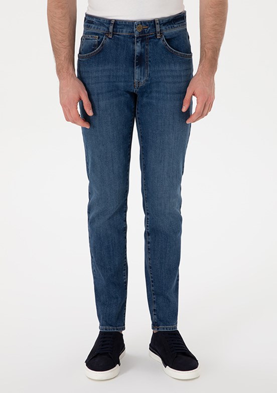 PİERRE CARDİN Erkek Mavi Slim Jean Pantolon