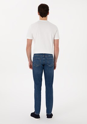 PİERRE CARDİN Erkek Mavi Slim Jean Pantolon