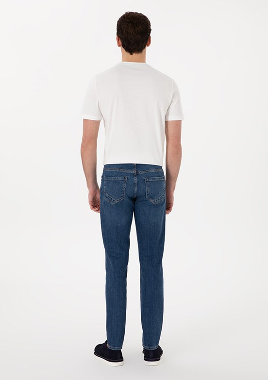 PİERRE CARDİN Erkek Mavi Slim Jean Pantolon