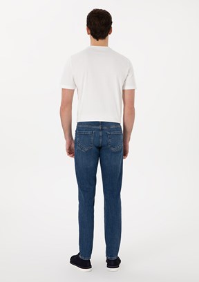 PİERRE CARDİN Erkek Mavi Slim Jean Pantolon