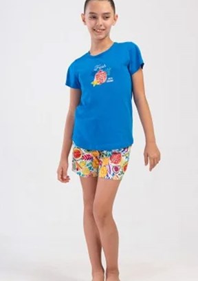 VİENETTA Mavi Kız Çocuk Pijama Şort Takım