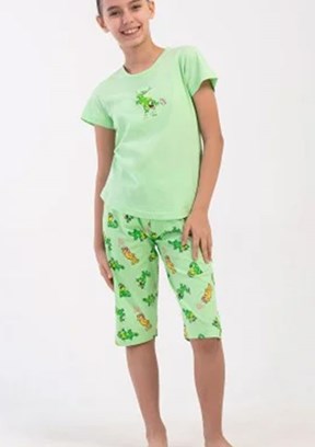 VİENETTA Yeşil Kız Çocuk Pijama Şort Takım