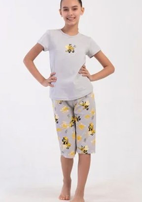 VİENETTA Gri Kız Çocuk Pijama Şort Takım