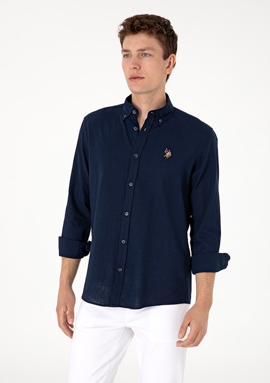 US POLO ASSN Lacivert Erkek Uzun Kol Gömlek