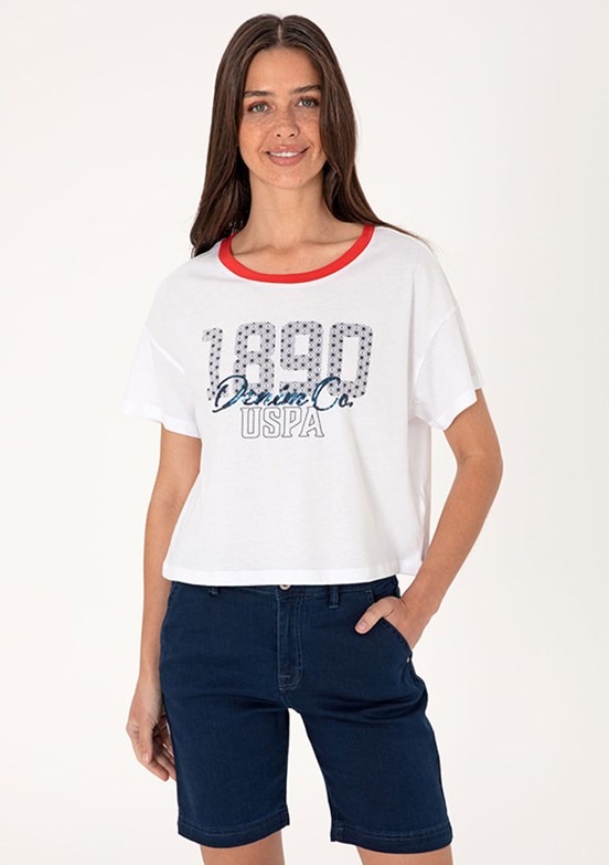US POLO ASSN Beyaz Kadın A-Form Fit T-Shirt