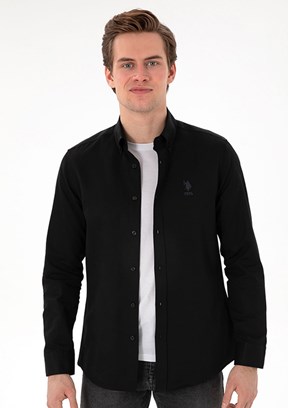 US POLO ASSN Siyah Erkek Dokuma Gömlek