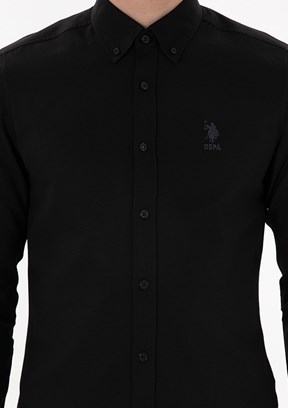 US POLO ASSN Siyah Erkek Dokuma Gömlek