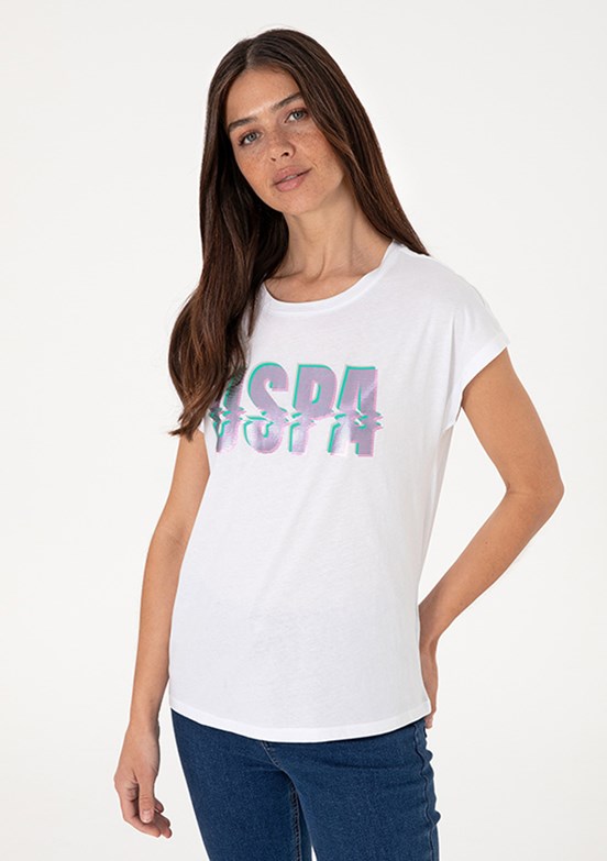 US POLO ASSN Beyaz Kadın Örme T-shirt
