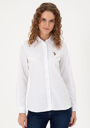 US POLO ASSN Beyaz Kadın Dokuma Gömlek
