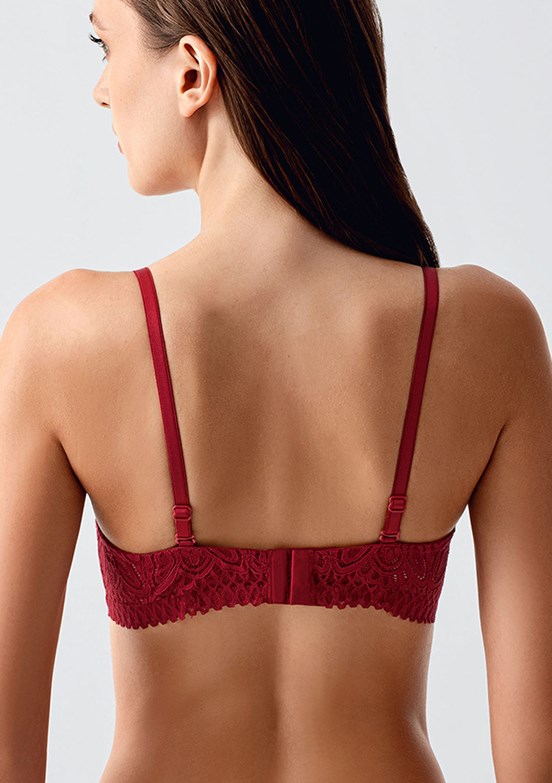 NEW BRA - 3383500000 Kadın Bordo Desteksiz Dantelli Sütyen