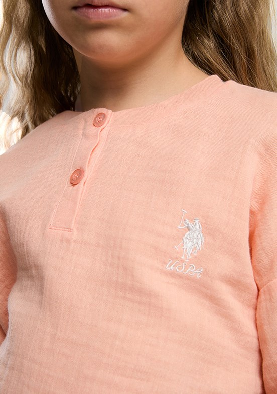 US POLO ASSN Turuncu Kız Çocuk Pijama Takımı