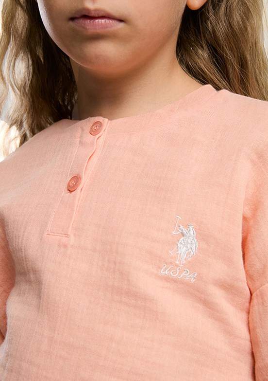 US POLO ASSN Turuncu Kız Çocuk Pijamalı Takım