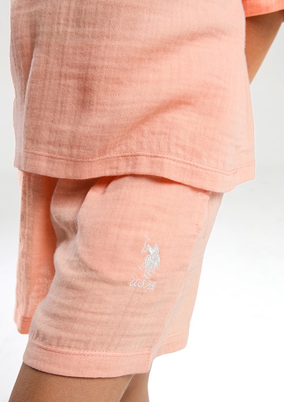US POLO ASSN Turuncu Kız Çocuk Pijamalı Takım
