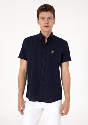US POLO ASSN Lacivert Erkek Dokuma Gömlek
