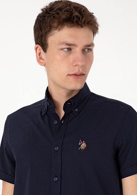 US POLO ASSN Lacivert Erkek Dokuma Gömlek