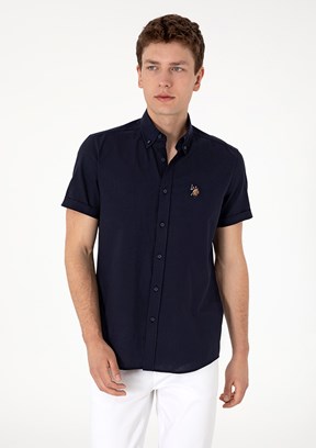 US POLO ASSN Lacivert Erkek Dokuma Gömlek