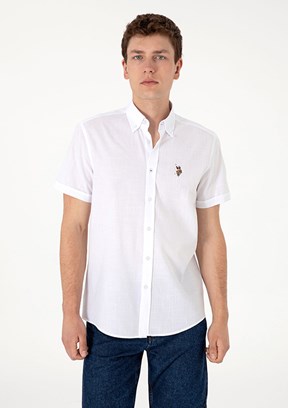 US POLO ASSN Beyaz Erkek Kısa Kol Gömlek