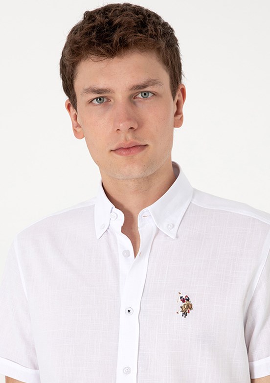 US POLO ASSN Beyaz Erkek Kısa Kol Gömlek