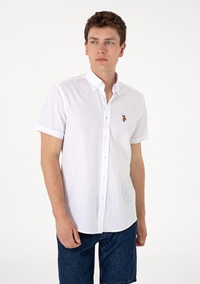 US POLO ASSN Beyaz Erkek Kısa Kol Gömlek
