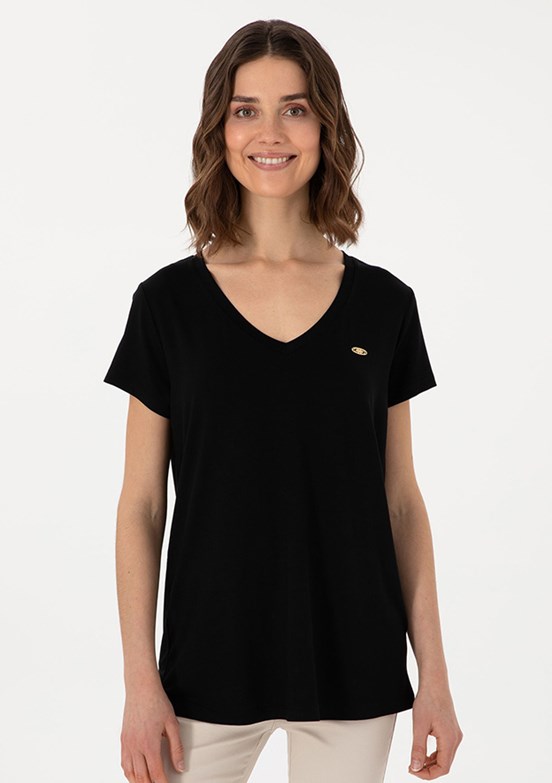 US POLO ASSN Siyah Kadın Comfort T-Shirt