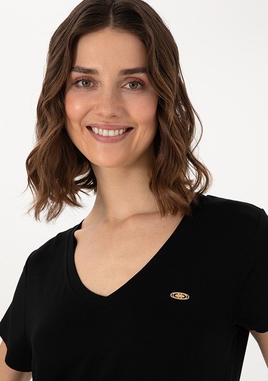 US POLO ASSN Siyah Kadın Comfort T-Shirt