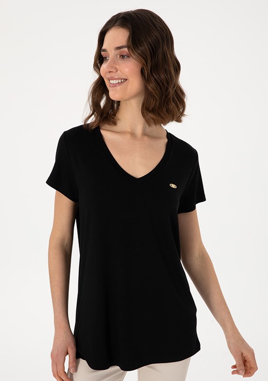 US POLO ASSN Siyah Kadın Comfort T-Shirt