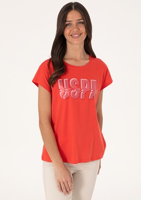 US POLO ASSN Kadın Kırmızı Örme T-Shirt