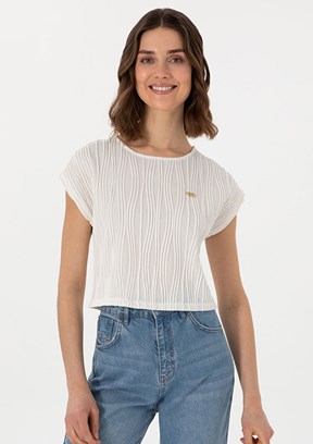 US POLO ASSN Beyaz Kadın A-Form Fit T-shirt