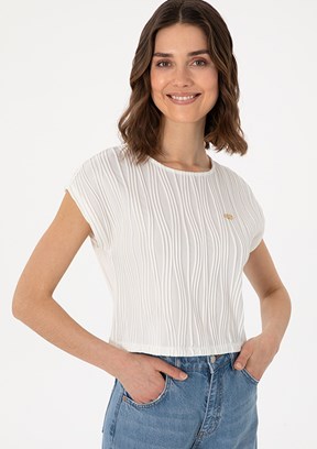 US POLO ASSN Beyaz Kadın A-Form Fit T-shirt