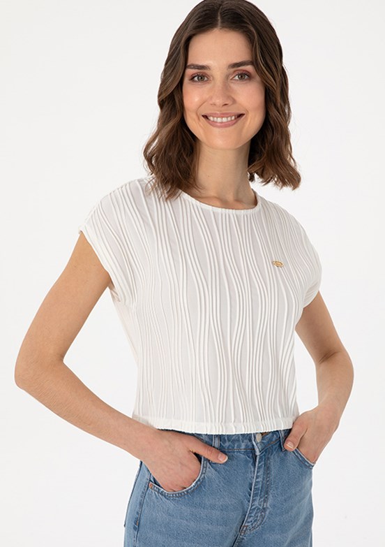 US POLO ASSN Beyaz Kadın A-Form Fit T-shirt
