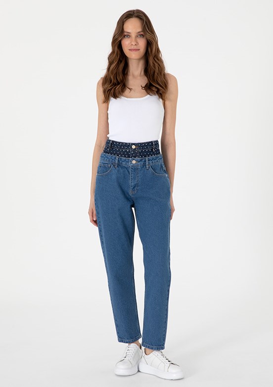 PIERRE CARDIN Mavi Kadın Normal Bel Jean Pantolon