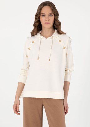 PIERRE CARDIN Beyaz Kadın Cropped Sweat Shirt