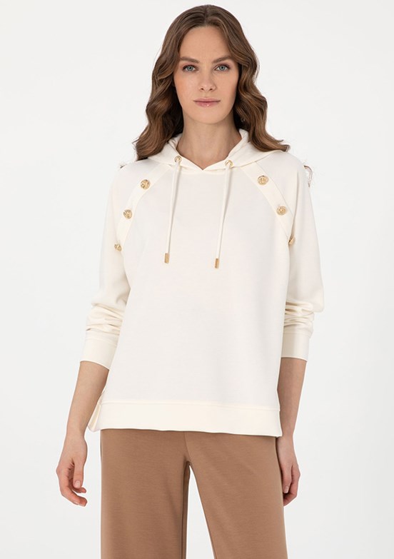 PIERRE CARDIN Beyaz Kadın Cropped Sweat Shirt