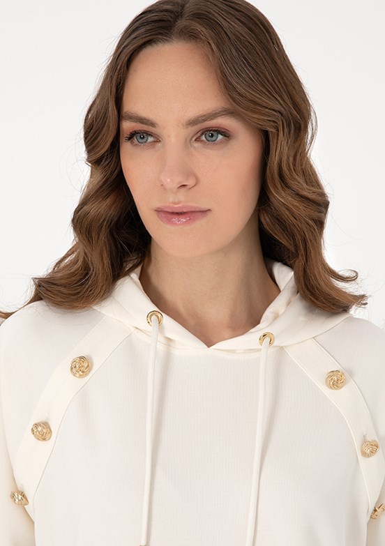 PIERRE CARDIN Beyaz Kadın Cropped Sweat Shirt