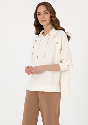 PIERRE CARDIN Beyaz Kadın Cropped Sweat Shirt